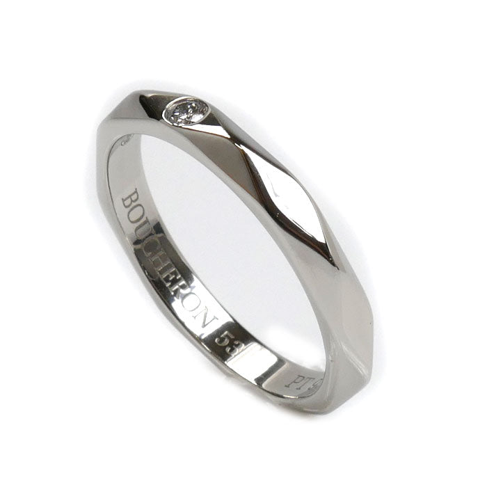 Boucheron ブシュロン Pt950プラチナ ファセット 1P ダイヤ リング・指輪 ダイヤモンド 13号 53 4.7g レディース【中古】