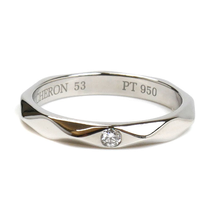 Boucheron ブシュロン Pt950プラチナ ファセット 1P ダイヤ リング・指輪 ダイヤモンド 13号 53 4.7g レディース【中古】