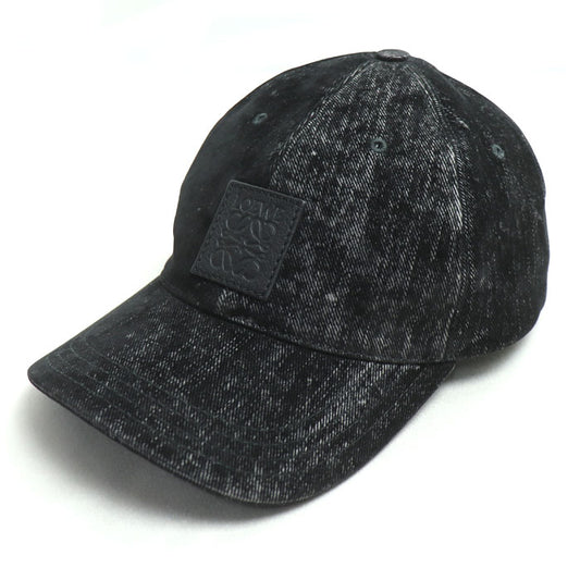 LOEWE ロエベ アナグラム デニム キャップ ブラック K820358X27 56～64 ユニセックス【中古】