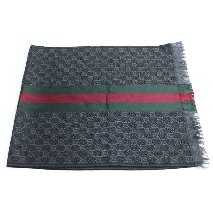 GUCCI グッチ シェリーライン マフラー ブラック 147351 4G704 1166 ユニセックス【中古】【美品】