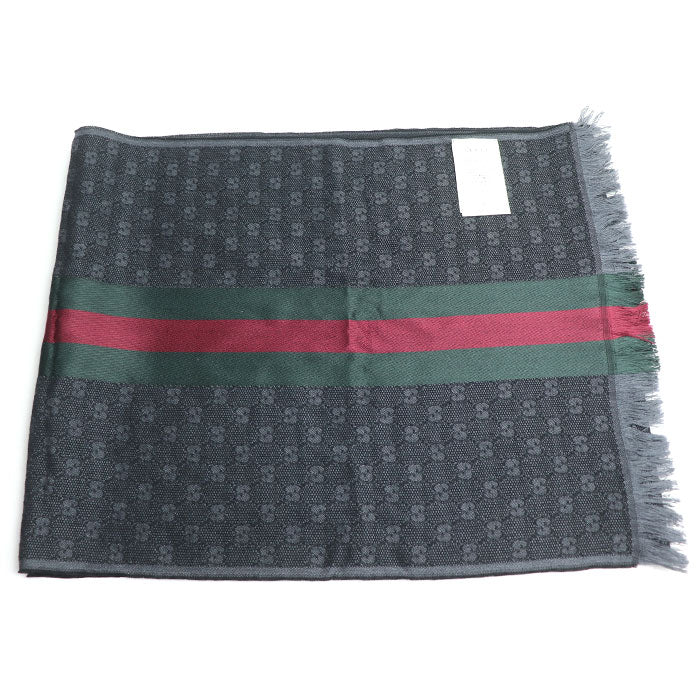 GUCCI グッチ シェリーライン マフラー ブラック 147351 4G704 1166 ユニセックス【中古】【美品】