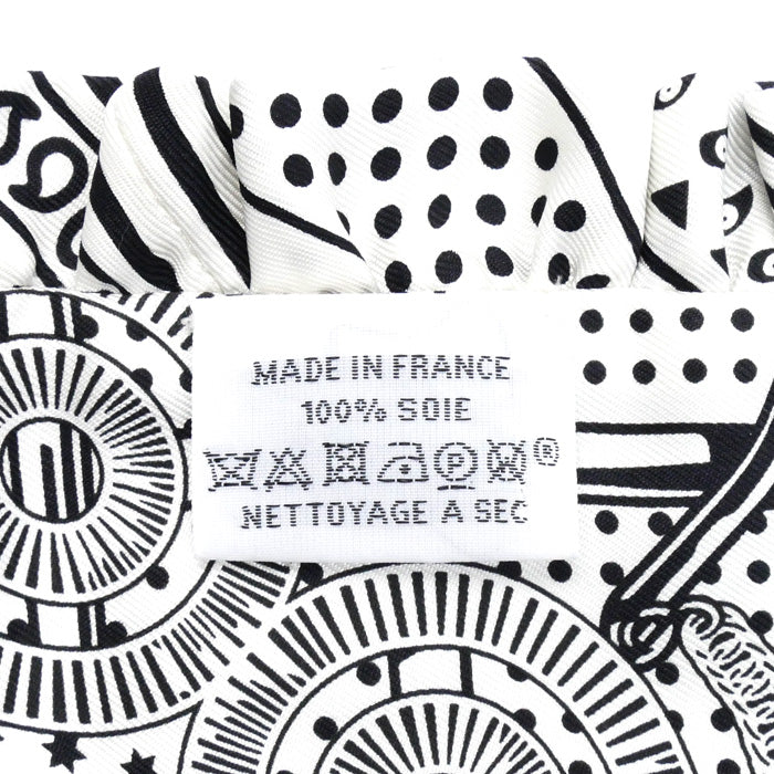 HERMES エルメス ツイリー Eperon d' Or Bandana エプロンドールバンダナ スカーフ ホワイト/ブラック H852978S レディース【中古】【美品】