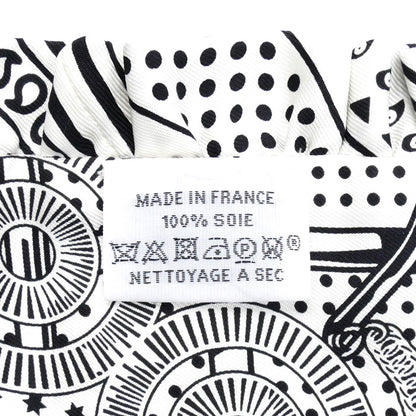 HERMES エルメス ツイリー Eperon d' Or Bandana エプロンドールバンダナ スカーフ ホワイト/ブラック H852978S レディース【中古】【美品】