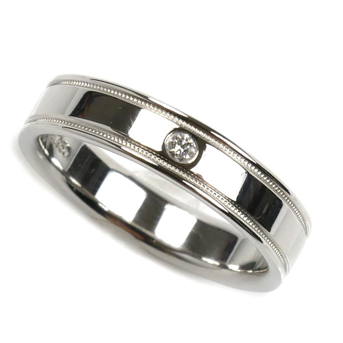 TIFFANY&Co. ティファニー Pt950プラチナ ダブルミルグレインバンド ダイヤ リング・指輪 10号 6.2g レディース【中古】【美品】