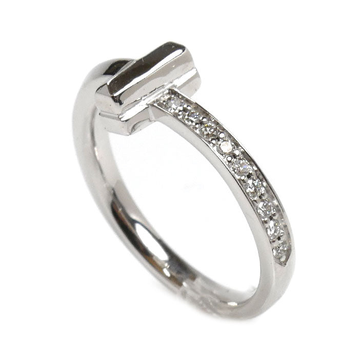 TIFFANY&Co. ティファニー K18WG ホワイトゴールド Tワン ナロー ダイヤ リング・指輪 67795512 9号 4.0g レディース【中古】【美品】