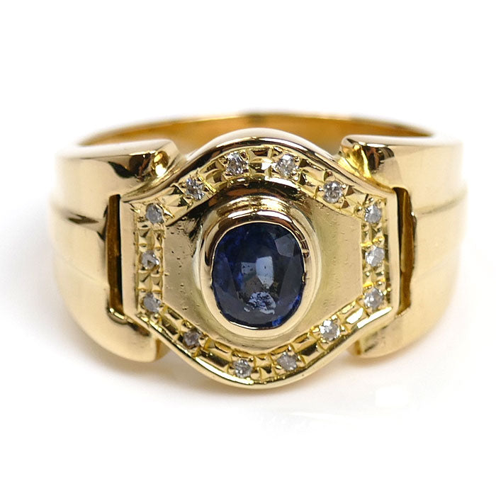 K18YG イエローゴールド リング・指輪 サファイア0.80ct ダイヤモンド