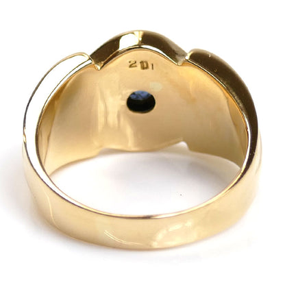 K18YG イエローゴールド リング・指輪 サファイア0.80ct ダイヤモンド0.10ct 20号 10.8g メンズ【中古】【美品】