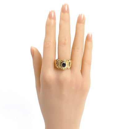 K18YG イエローゴールド リング・指輪 サファイア0.80ct ダイヤモンド0.10ct 20号 10.8g メンズ【中古】【美品】