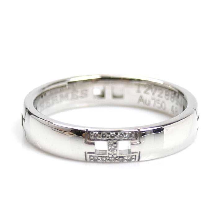 HERMES エルメス K18WG ホワイトゴールド エヴァー ヘラクレス リング・指輪 ダイヤモンド 8号 48 3.5g レディース【中古】【美品】