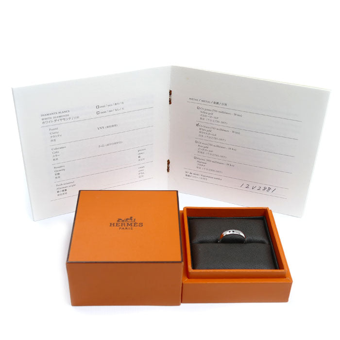 HERMES エルメス K18WG ホワイトゴールド エヴァー ヘラクレス リング・指輪 ダイヤモンド 8号 48 3.5g レディース【中古】【美品】