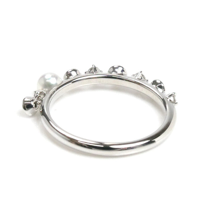 MIKIMOTO ミキモト K18WG ホワイトゴールド ディナー リング・指輪 PR1461U パール約3.4mm ダイヤモンド 5号 1.7g レディース【中古】【美品】