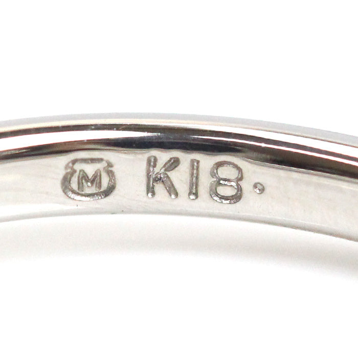 MIKIMOTO ミキモト K18WG ホワイトゴールド ディナー リング・指輪 PR1461U パール約3.4mm ダイヤモンド 5号 1.7g レディース【中古】【美品】