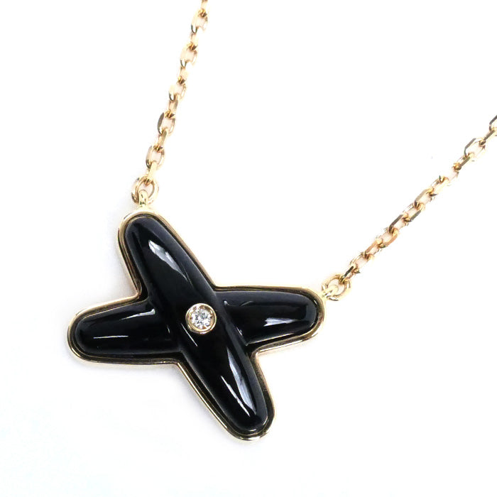 Chaumet ショーメ K18PG ピンクゴールド ジュ ドゥ リアン オニキス ネックレス 085107-000 オニキス ダイヤモンド 3.2g 38-40-41cm レディース【中古】【美品】