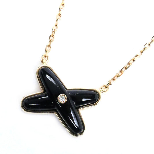 Chaumet ショーメ K18PG ピンクゴールド ジュ ドゥ リアン オニキス ネックレス 085107-000 オニキス ダイヤモンド 3.2g 38-40-41cm レディース【中古】【美品】