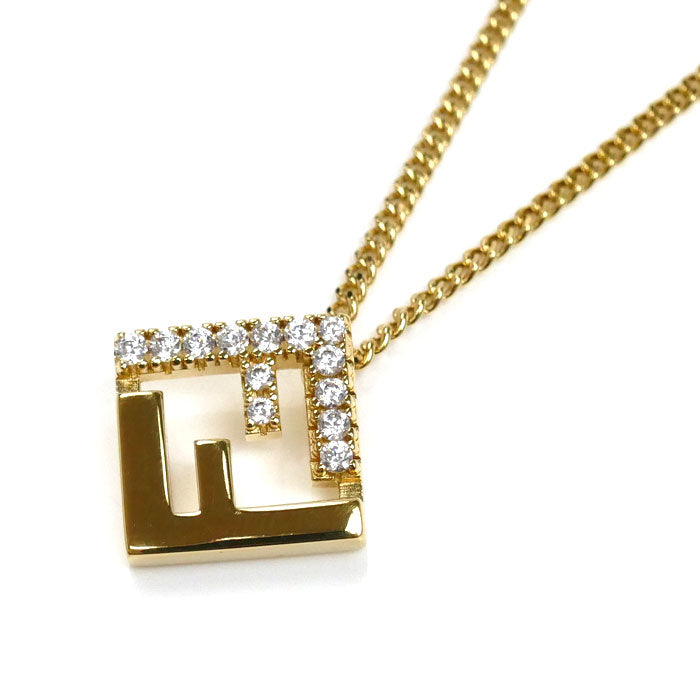 FENDI フェンディ GP ジルコン フォーエバーフェンディ ネックレス 8AK337A44GF089U 49-51-52-53cm レディース【中古】【美品】
