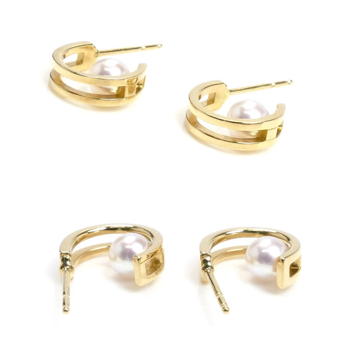 MIKIMOTO ミキモト K18YG イエローゴールド パール ピアス PE-1723PK パール約5.0mm 3.4g レディース【中古】【美品】