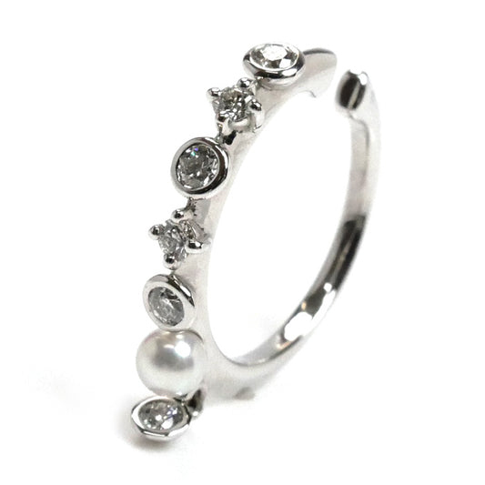MIKIMOTO ミキモト K18WG ホワイトゴールド ディナー パール約3.0mm ダイヤ イヤリング イヤーカフ PE-1746U アコヤパール約3mm ダイヤモンド 1.8g レディース【中古】【美品】