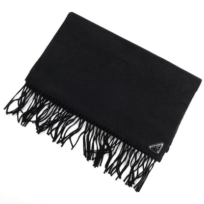 PRADA プラダ トライアングルロゴ マフラー ブラック 2FS065 2C0P F0002 ICチップ シルクxカシミヤ スカーフ レディース【中古】【美品】