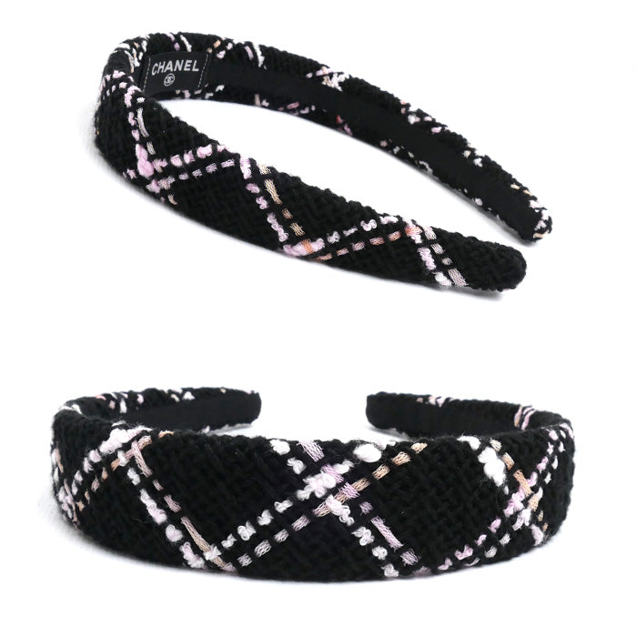 CHANEL シャネル ココマーク カチューシャ ブラック/ピンク AAA021 ヘアバンド レディース【中古】