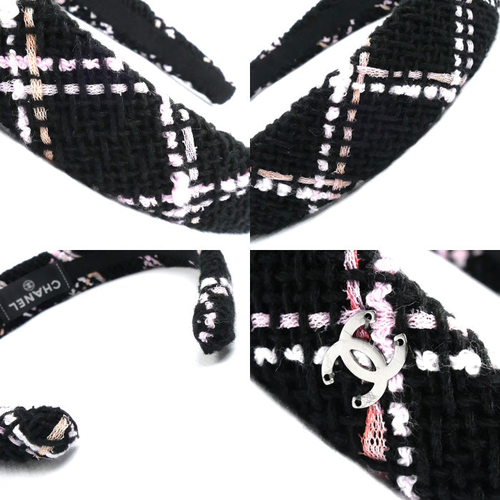 CHANEL シャネル ココマーク カチューシャ ブラック/ピンク AAA021 ヘアバンド レディース【中古】