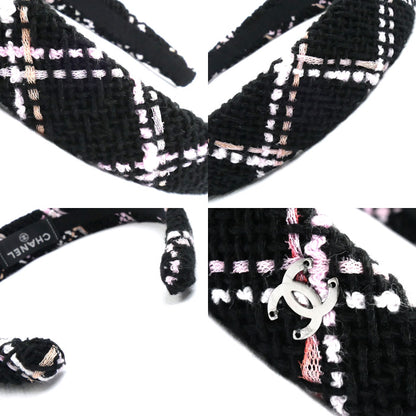 CHANEL シャネル ココマーク カチューシャ ブラック/ピンク AAA021 ヘアバンド レディース【中古】