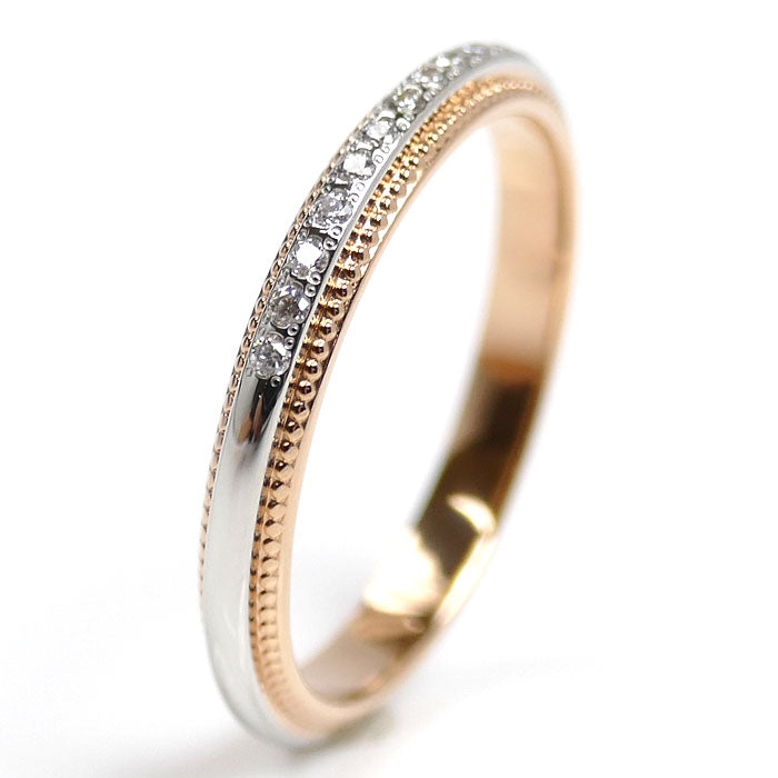 Vendome Aoyama ヴァンドーム青山 K18PG/Pt950 ミル グラニュール ハーフエタニティ リング・指輪 AM_R0030 ダイヤモンド 10.5号 2.5g レディース【中古】【美品】