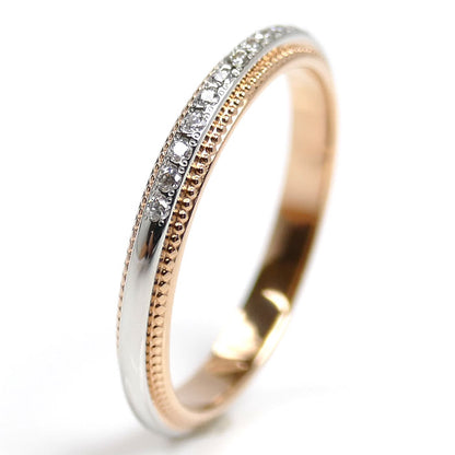 Vendome Aoyama ヴァンドーム青山 K18PG/Pt950 ミル グラニュール ハーフエタニティ リング・指輪 AM_R0030 ダイヤモンド 10.5号 2.5g レディース【中古】【美品】