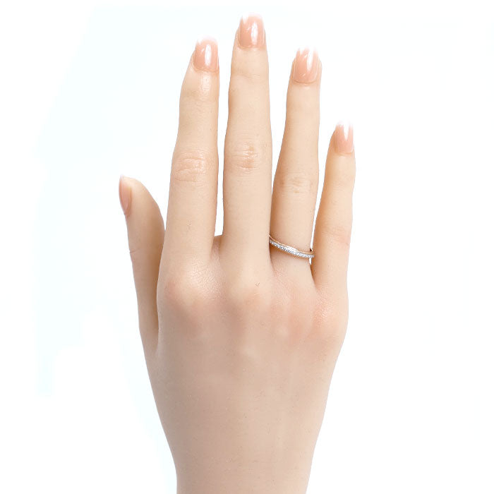 Vendome Aoyama ヴァンドーム青山 K18PG/Pt950 ミル グラニュール ハーフエタニティ リング・指輪 AM_R0030 ダイヤモンド 10.5号 2.5g レディース【中古】【美品】