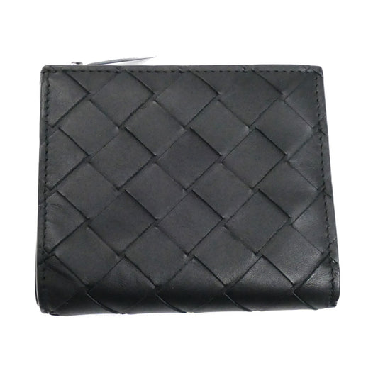 BOTTEGAVENETA ボッテガヴェネタ イントレチャート コンパクトウォレット 二つ折り財布 ブラック 775546VCPQ48803 レディース【中古】【美品】