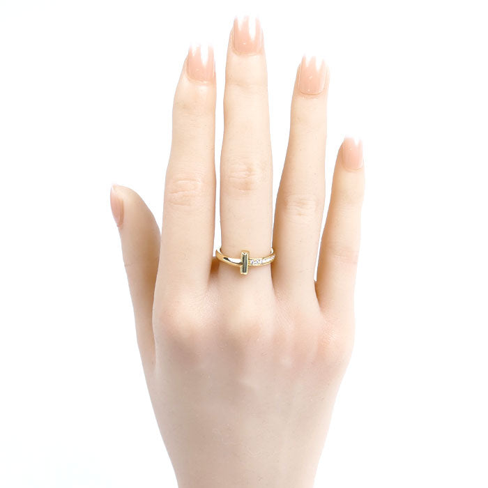 TIFFANY&Co. ティファニー K18YG イエローゴールド Tワン ナロー ダイヤ リング・指輪 67795113 11号 4.1g レディース【中古】【美品】