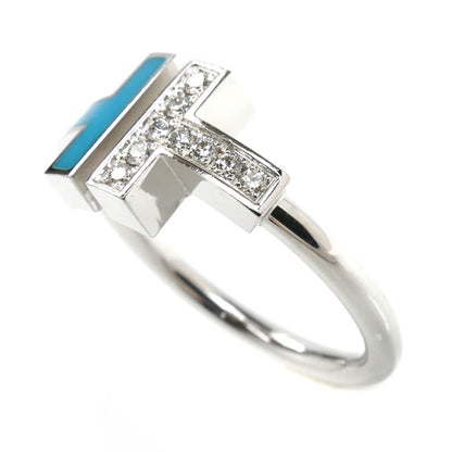 TIFFANY&Co. ティファニー K18WG ホワイトゴールド Tワイヤー ダイヤ ターコイズ リング・指輪 64028146 ダイヤモンド ターコイズ 11号 4.4g レディース【中古】【美品】