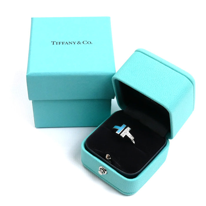 TIFFANY&Co. ティファニー K18WG ホワイトゴールド Tワイヤー ダイヤ ターコイズ リング・指輪 64028146 ダイヤモンド ターコイズ 11号 4.4g レディース【中古】【美品】