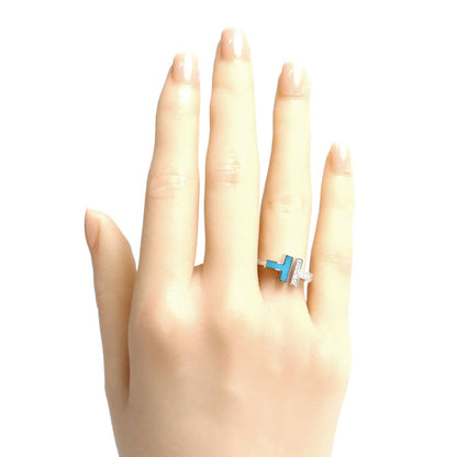 TIFFANY&Co. ティファニー K18WG ホワイトゴールド Tワイヤー ダイヤ ターコイズ リング・指輪 64028146 ダイヤモンド ターコイズ 11号 4.4g レディース【中古】【美品】