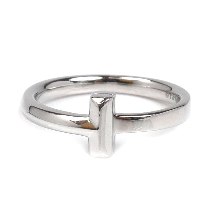 TIFFANY&Co. ティファニー K18WG ホワイトゴールド Tワン ナロー リング・指輪 69278191 11号 3.8g レディース【中古】【美品】