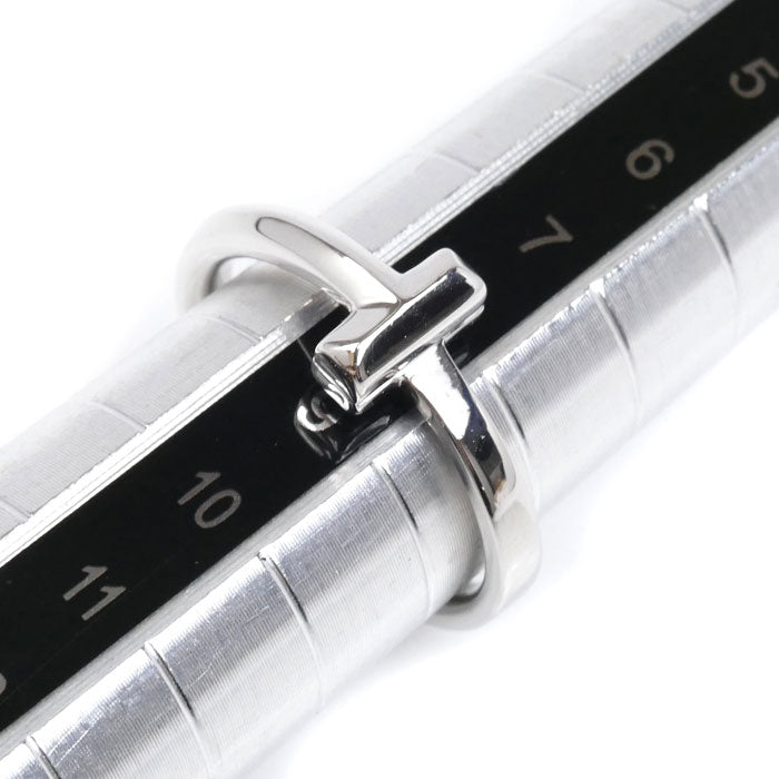 TIFFANY&Co. ティファニー K18WG ホワイトゴールド Tワン ナロー リング・指輪 69278191 11号 3.8g レディース【中古】【美品】