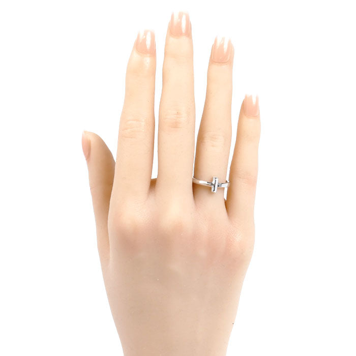 TIFFANY&Co. ティファニー K18WG ホワイトゴールド Tワン ナロー リング・指輪 69278191 11号 3.8g レディース【中古】【美品】