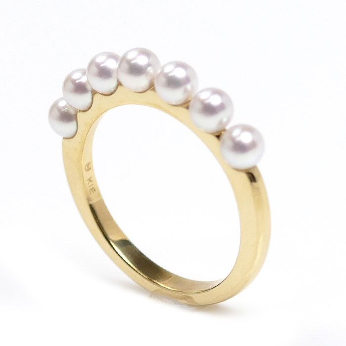MIKIMOTO ミキモト K18YG イエローゴールド パール リング・指輪 PR-1426K アコヤパール約3.5mm 13号 3.4g レディース【中古】【美品】