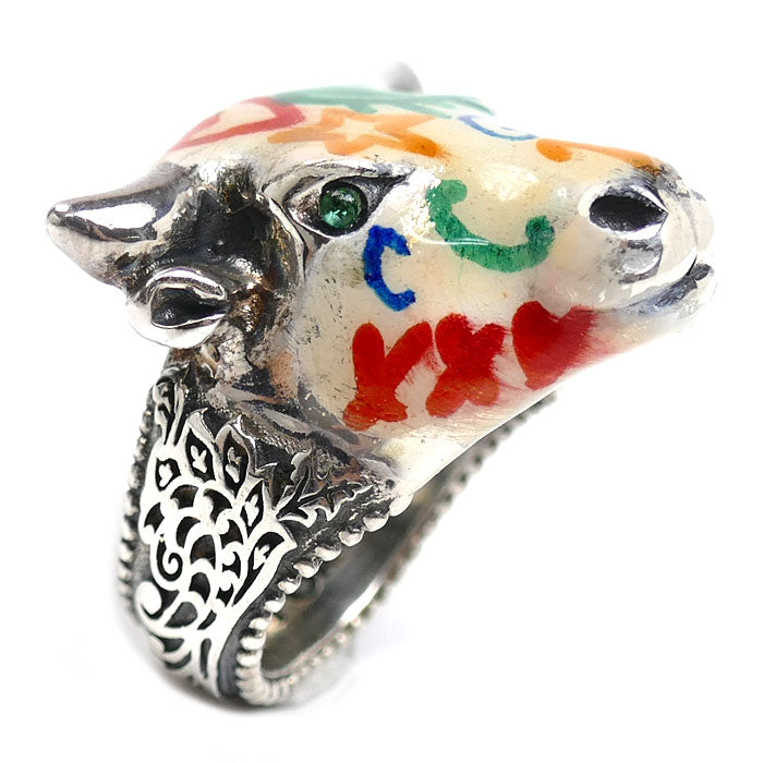 GUCCI グッチ シルバー925 アンガーフォレスト ブル リング・指輪 14号 17.8g レディース【中古】