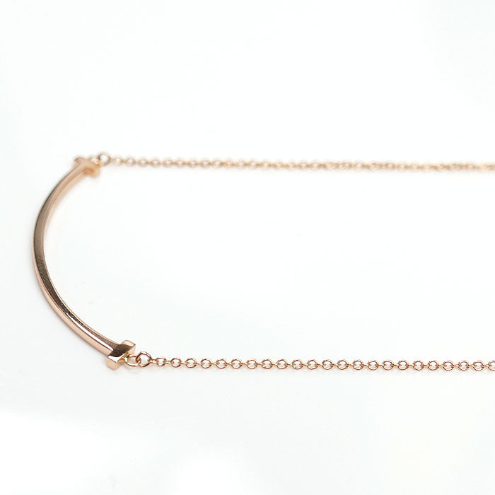 TIFFANY&Co. ティファニー K18PG ピンクゴールド Tスマイル スモール ネックレス 60011678 2.8g 41/46cm レディース【中古】【美品】