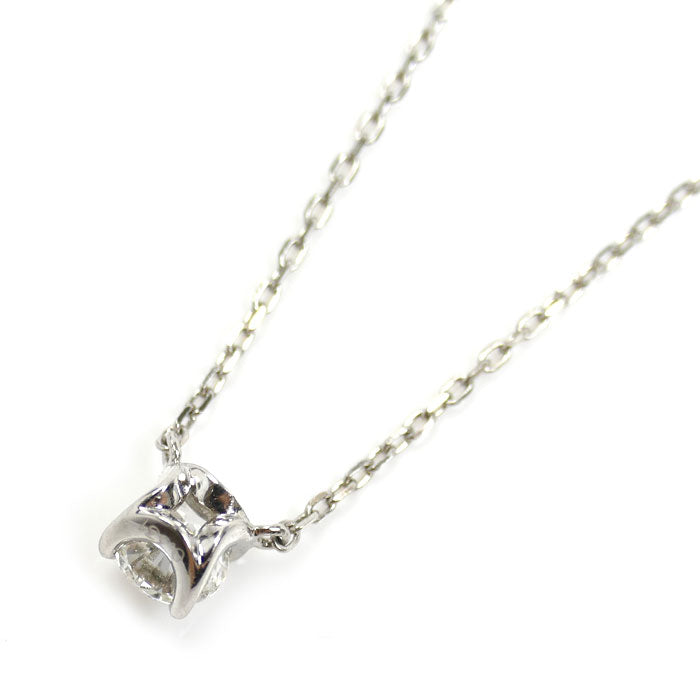 4℃ ヨンドシー Pt850プラチナ 一粒ダイヤ ネックレス 11823125008 ダイヤモンド0.331ct 2.6g ～45cm レディース【中古】
