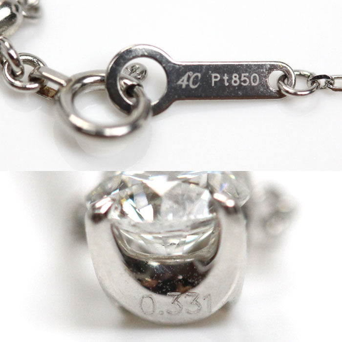 4℃ ヨンドシー Pt850プラチナ 一粒ダイヤ ネックレス 11823125008 ダイヤモンド0.331ct 2.6g ～45cm レディース【中古】