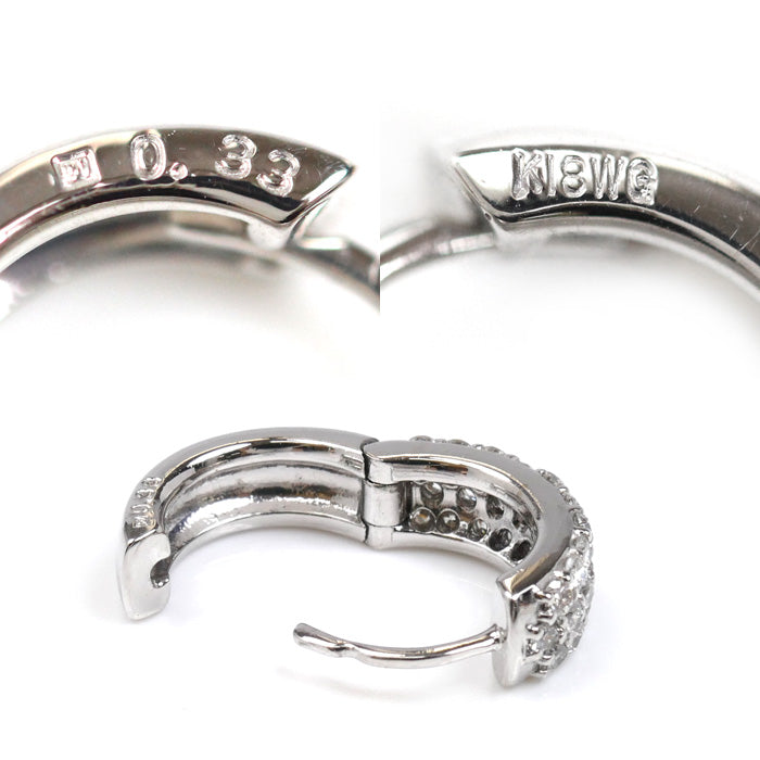 Ponte Vecchio ポンテヴェキオ K18WG ホワイトゴールド ダイヤ ピアス ダイヤモンド0.33ct/0.33ct 4.5g レディース【中古】【美品】