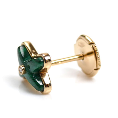 Chaumet ショーメ K18PG ピンクゴールド ジュ ドゥ リアン マラカイト ダイヤ シングル ピアス 083975 1.2g レディース【中古】