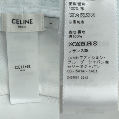 CELINE セリーヌ ロゴ ブリーチデニム ハット ホワイト ブルー 2AUO4866M L メンズ【中古】【美品】