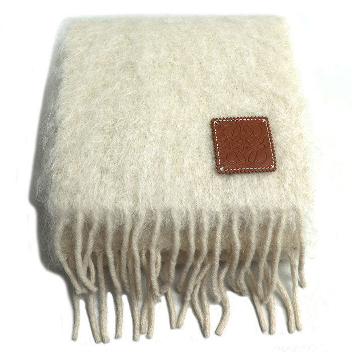 LOEWE ロエベ アナグラム マフラー ベージュ レディース【中古】