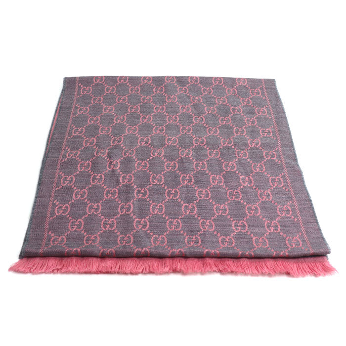GUCCI グッチ GG マフラー グレー×ピンク 133483 3G200 1272 スカーフ ストール レディース【中古】【美品】