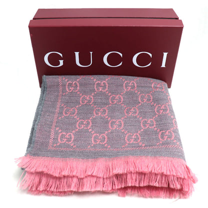 GUCCI グッチ GG マフラー グレー×ピンク 133483 3G200 1272 スカーフ ストール レディース【中古】【美品】