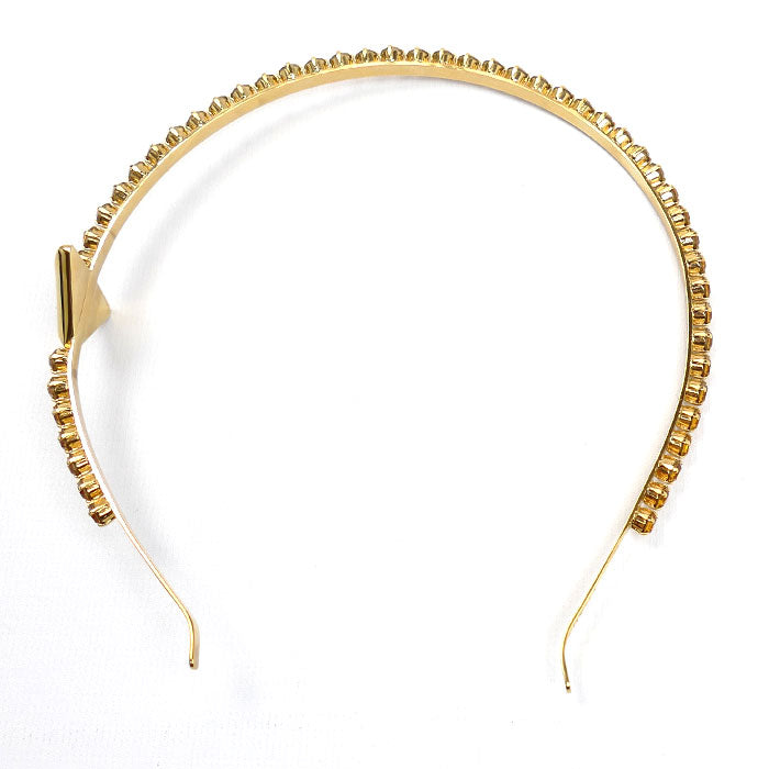 PRADA プラダ 真鍮 人工クリスタル トライアングルロゴ クリスタル カチューシャ 1IH048 2CK4 F03CR ヘアバンド レディース【中古】