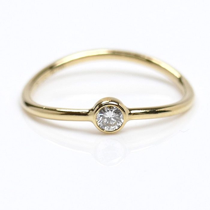 TIFFANY&Co. ティファニー K18YG イエローゴールド ウェーブ シングルロウ ダイヤ リング・指輪 60016988 7号 0.8g レディース【中古】【美品】