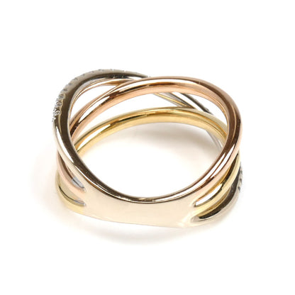 Ponte Vecchio ポンテヴェキオ K18YG/K18PG/K18WG ダイヤ リング・指輪 ダイヤモンド0.12ct 4号 3.7g ピンキー レディース【中古】【美品】